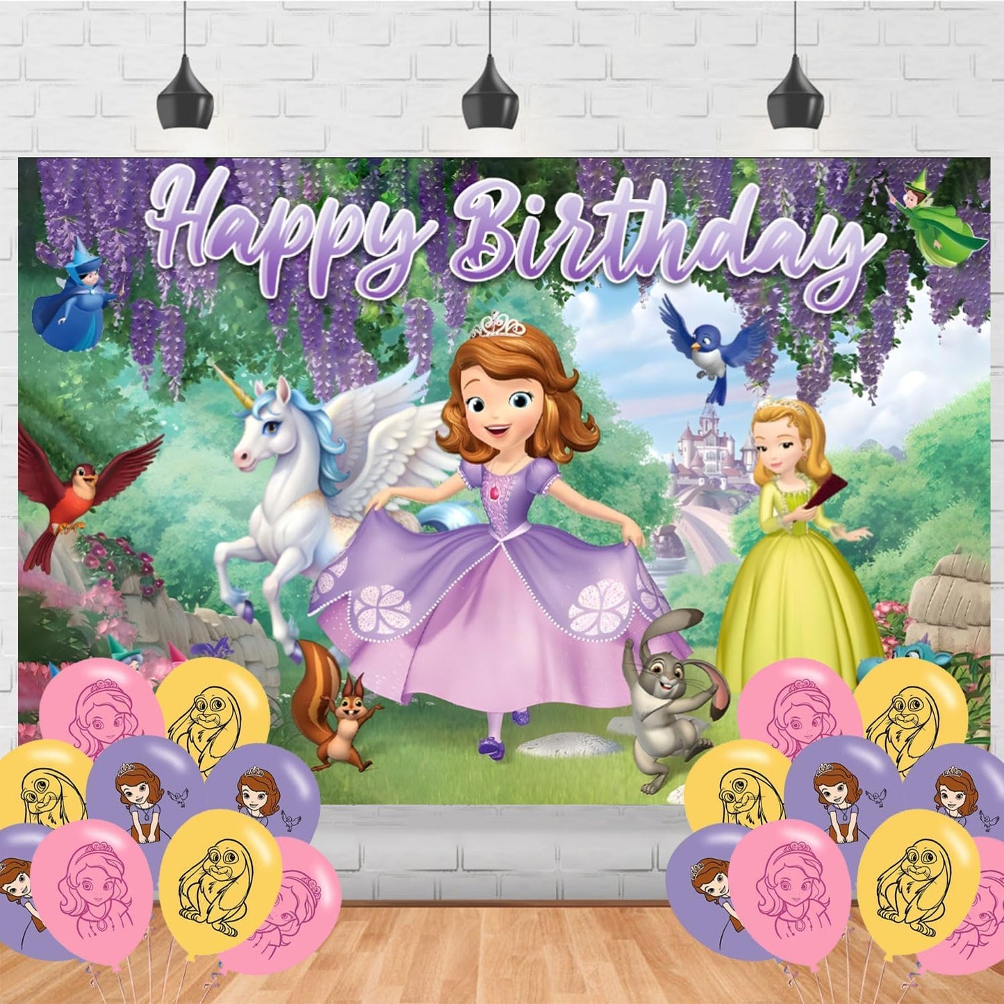 Sofia Princess Backdrop Birthday Banner for Sofia Princess Birthday Party Supplies Sofia The First Photograph Background Photo Booth 5x3ft
