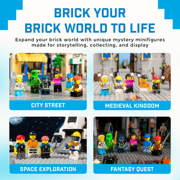 Brick Loot Minifigures Pack of 10, Random Minifigure Pack, Set of Authentic Minifigs, Unique Brick Characters with Accessories, Compatible Toy