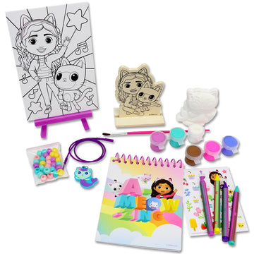 Tara Toys Gabby's Dollhouse 5-in-1 Creativity Tub Multi-Activity Art Kit for Kids with Coloring, Stamps, Stickers, and Fun Craft Materials Great Gift