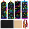 AUGSUN 96 Set Magic Scratch Rainbow Bookmarks Making Kit for Kids Students Christmas Party Favor Scratch Paper DIY Bookmarks Bulk with Bamboo Stylus