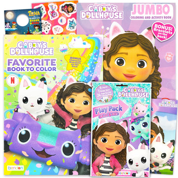 DreamWorks Gabby's Dollhouse Coloring Book Set for Girls - Bundle with 3 Gabbys Dollhouse Activity Books with Coloring Pages, Activities, Games