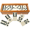 Double Six Dominos - 28-Piece Ivory Dominos Set for Adults and Kids - Classic Number Table Games Game for Family with Wooden Storage Case by Hey Play