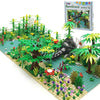 ZHX Rainforest Jungle Bridge Building Block Toys with 2pcs Baseplates(10x10 inches Each) Garden Bricks Accessories Bush Flowers Animals Coconut Trees