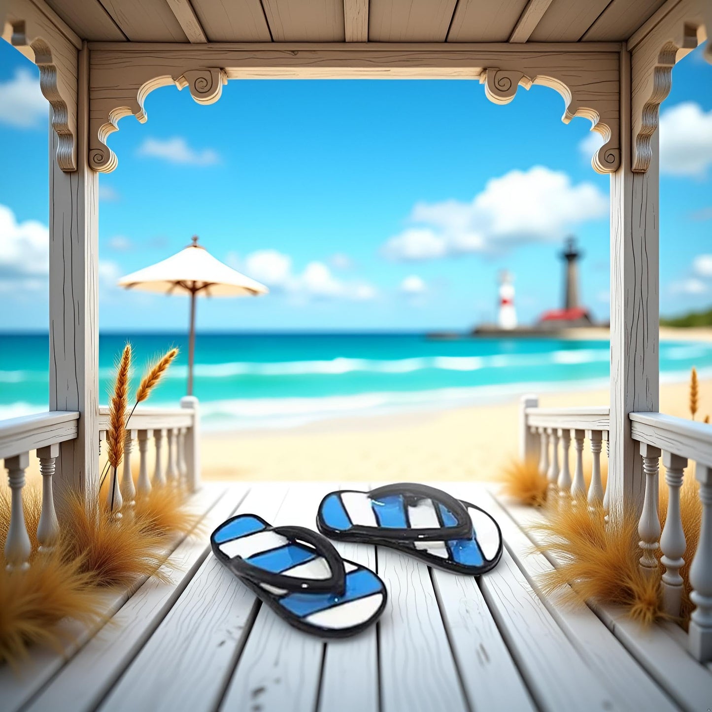 1Pair Blue 1/12 Miniature Beach Flip Flops Dollhouse Decoration Accessories, Miniature Dollhouse Accessories Miniature Flip Flops (0.9x0.5x0.4 inch)