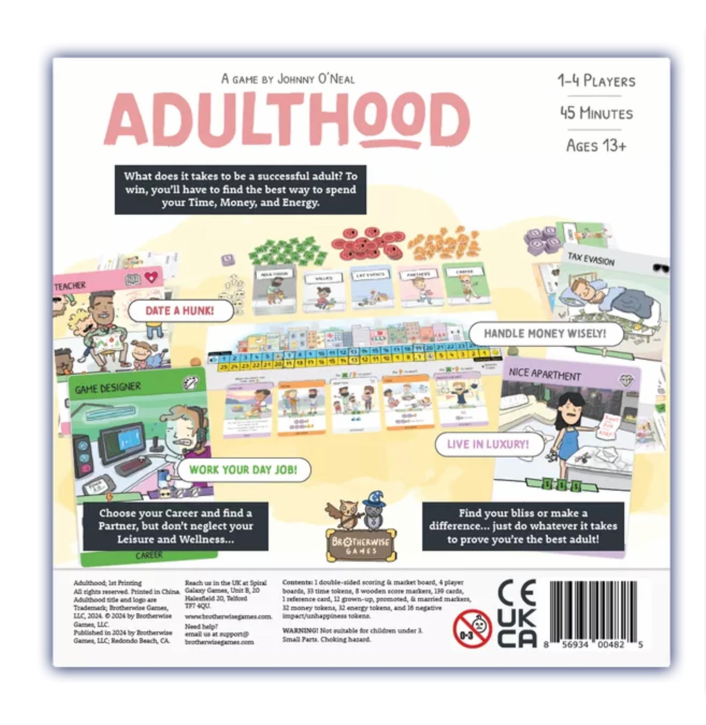 Brotherwise Games Adulthood - Relatable Life Strategy Board Game, Navigate Challenges of Growing Up, Fun for 1-4 Players, Ages 13+