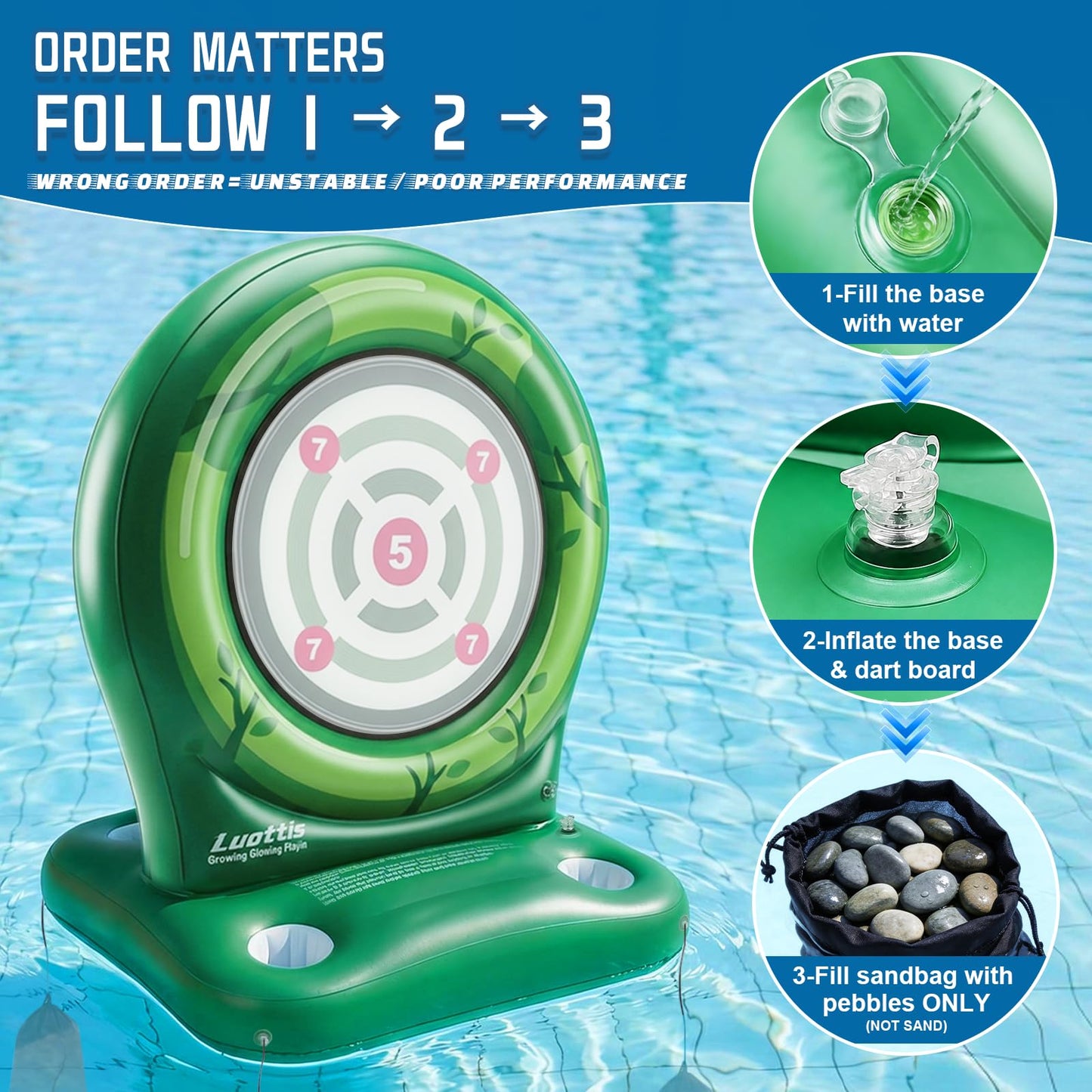Luottis Inflatable Dart Board Pool Toys, Axe Throwing Pool Games