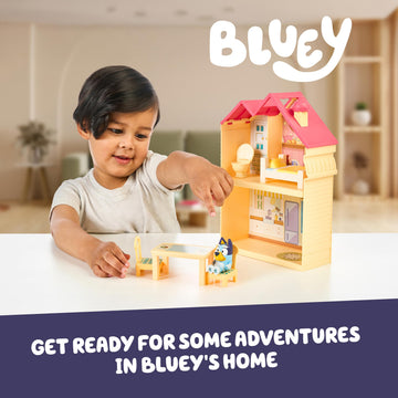 Mini House Playset with 2.5" Figure & 5 Accessories, 3 Room Play House Toys with Carry Handle, Compact Travel Toy