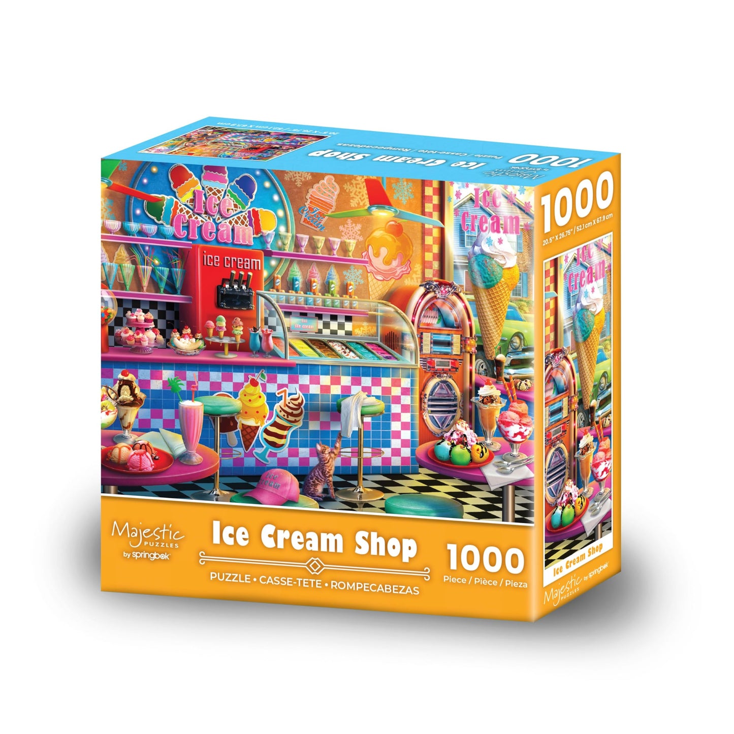 Majestic Value Brand 1000 Piece Jigsaw Puzzle of a Bright Ice Cream Parlor