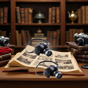 2Pcs 1:4 Scale Mini Camera Prop Ornament Vintage Camera Model, Miniature Digital Camera Mini Decoration Accessories Photography Props Ornament(Style