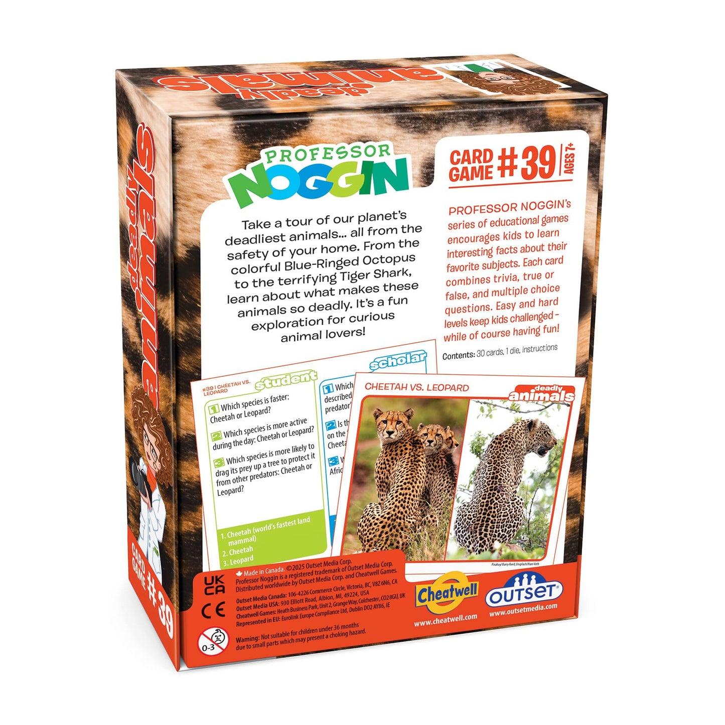 Outset Media Professor Noggin's Deadly Animals - an Educational Trivia Based Card Game for Kids - Trivia, True or False, and Multiple Choice - Ages 7+