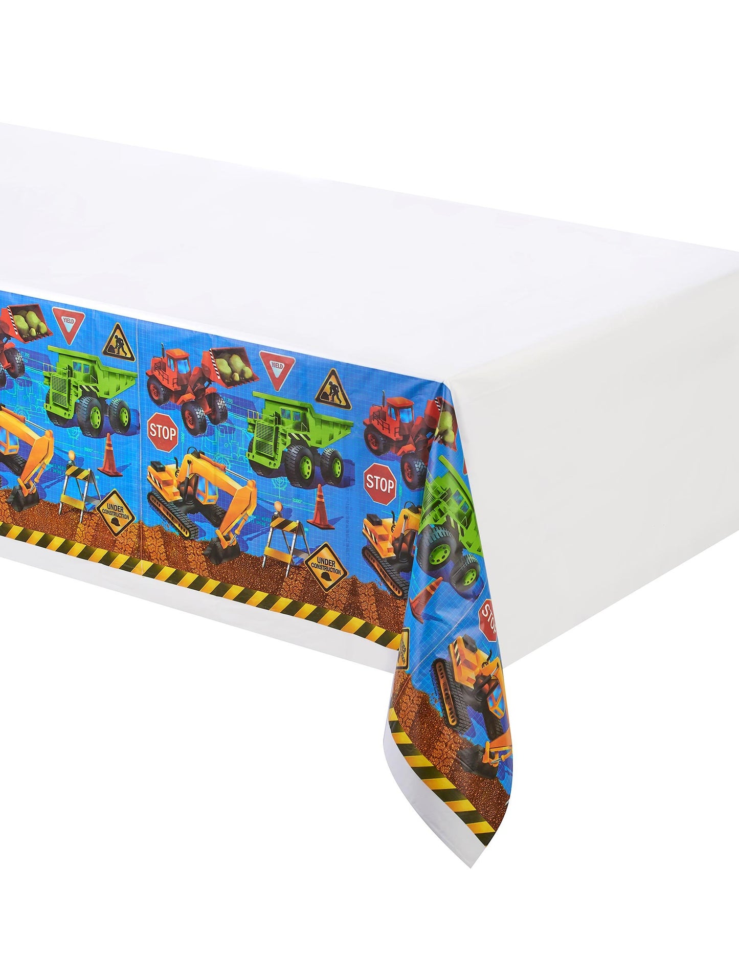 Creative Converting Plastic Banquet Table Cover, Under Construction, multi color (725955)
