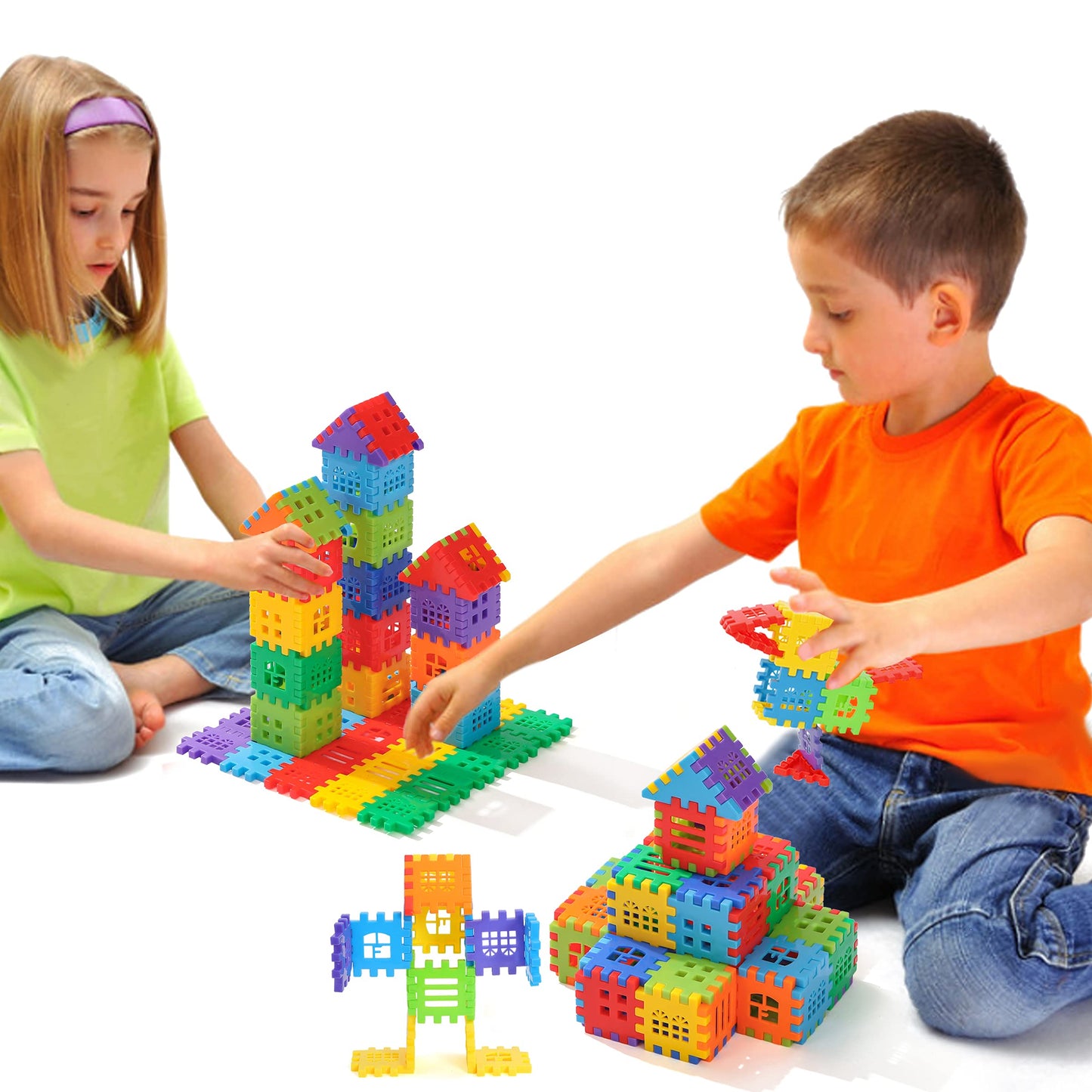 KUTOI Building Blocks - 100-piece Kids Builders Blocks Set with Storage Bag - Interlocking Building Blocks for Toddlers and Kids - Fun and Educational