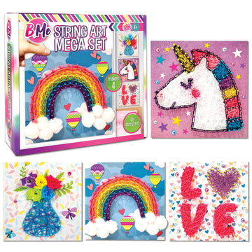 Creative Kids String Art Kit for Kids Age 6+ | 4 Fun Projects in 1 String Art Craft Kit Flower, Heart, Rainbow & Unicorn | String Art Kids Birthday