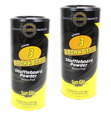 Twin Pack of Sun-Glo #3 Speed Shuffleboard Powder Wax with an Option to Bundle with a Sun-Glo Shuffleboard Sweep