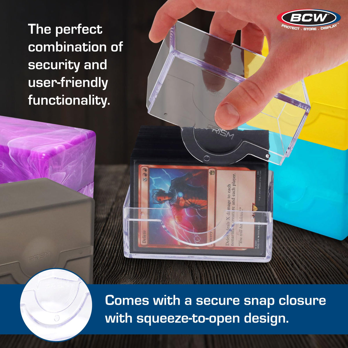 BCW Spectrum Prism Deck Case - Ultra Violet - 1 ct | Secure Snap Closure Card Deck Case | Fits 100 Double-Sleeved Cards | Trading Card Storage Ideal