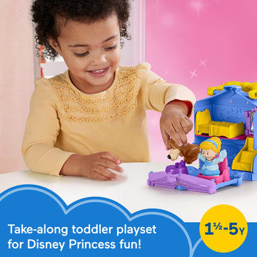 Fisher-Price Little People Toddler Toy Disney Princess Cinderella On-the-Go Playset with Figures for Pretend Play Kids Ages 18+ Months