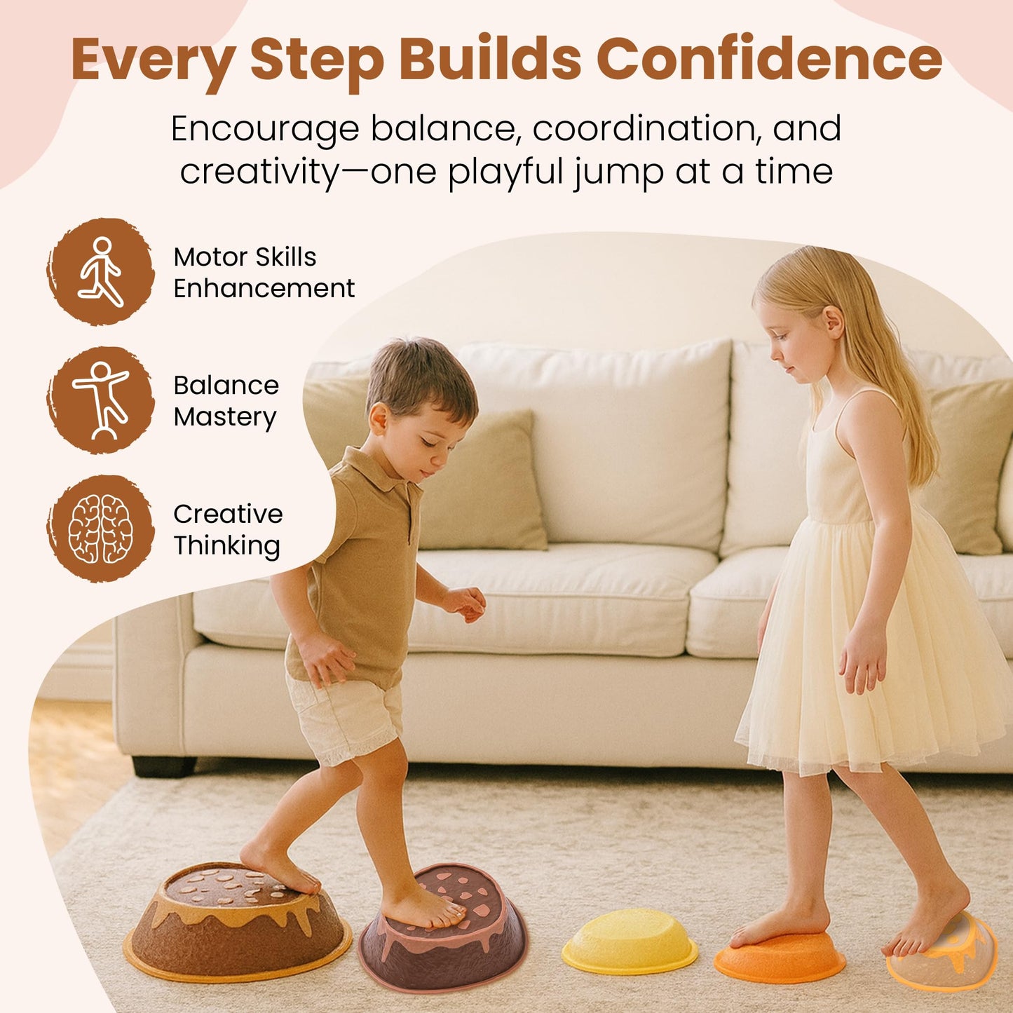 Stepping Stones for Kids, Toddler Balance Toys & Indoor Obstacle Course