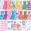 BJDBUS 42 pcs Doll Clothes and Accessories Including 10 pcs Fashion Mini Dresses 32 pcs Shoes, Glasses, Necklaces, Handbag, Hangers Accessories