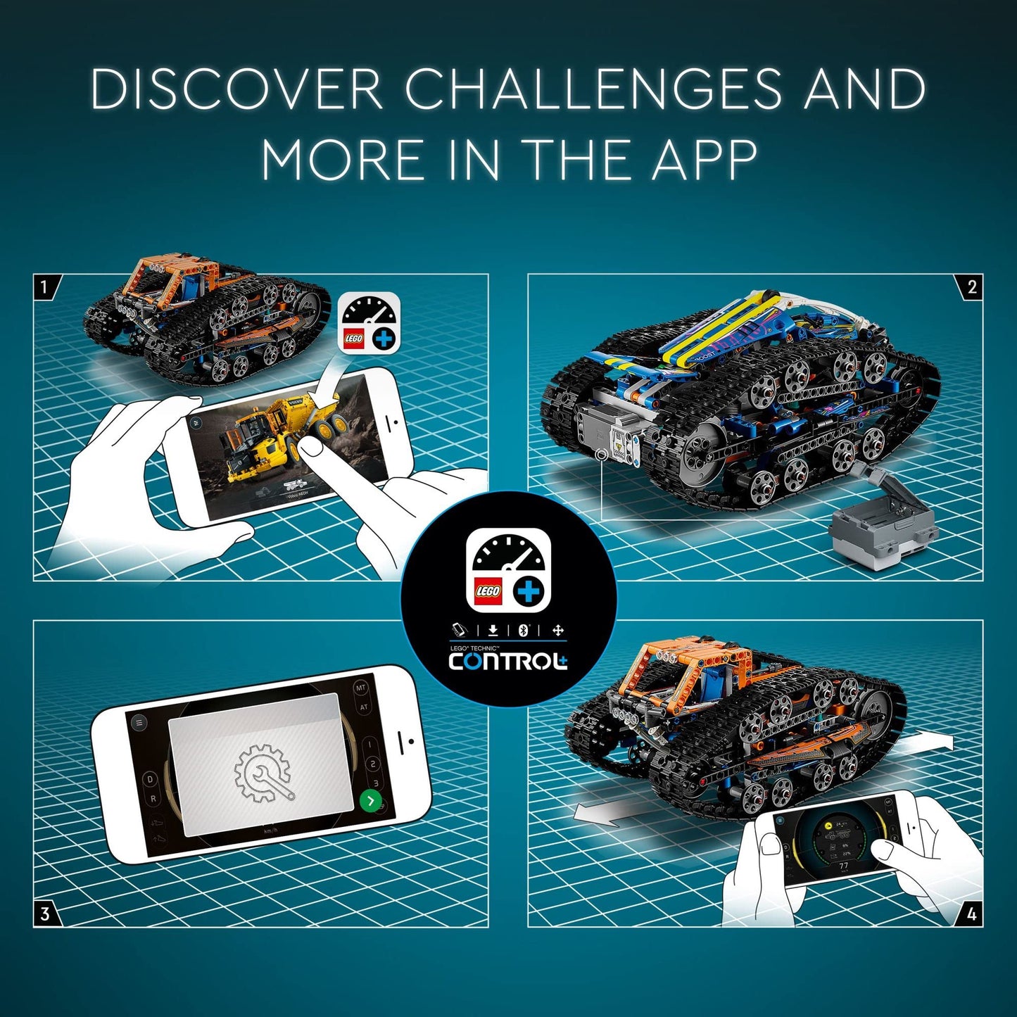 Lego Technic App-Controlled Transformation Vehicle 42140, Off Road Remote Control Car, Building Car Kit That Flips, 2in1 RC Truck and Race Car Toy,