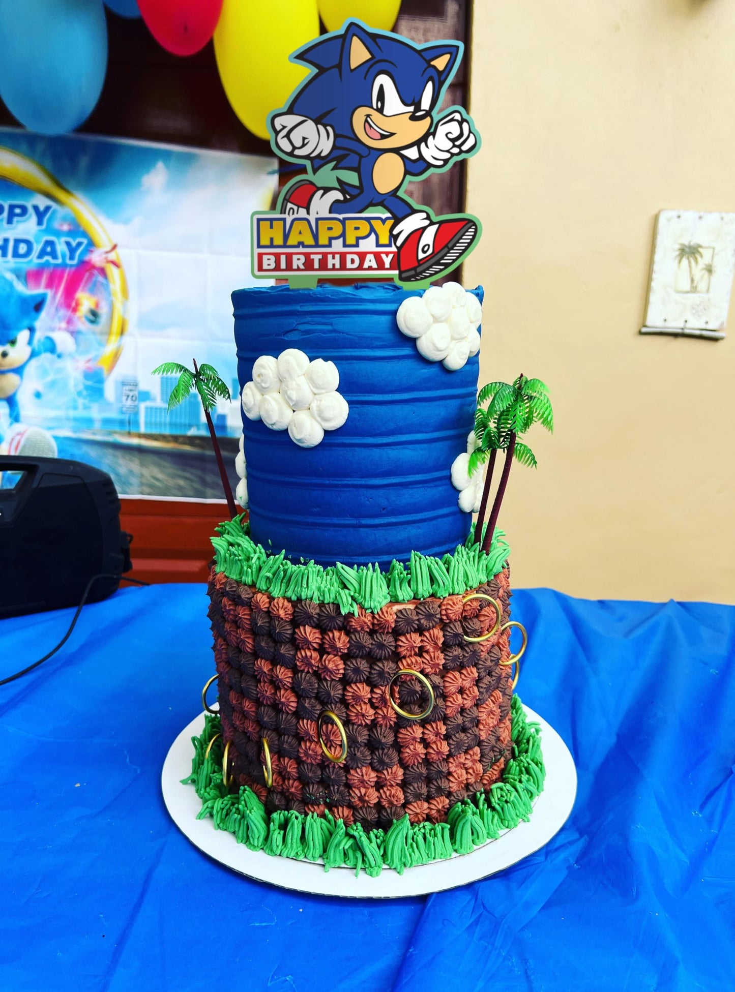 Sonic Gamer Birthday Cake Topper Party Decor
