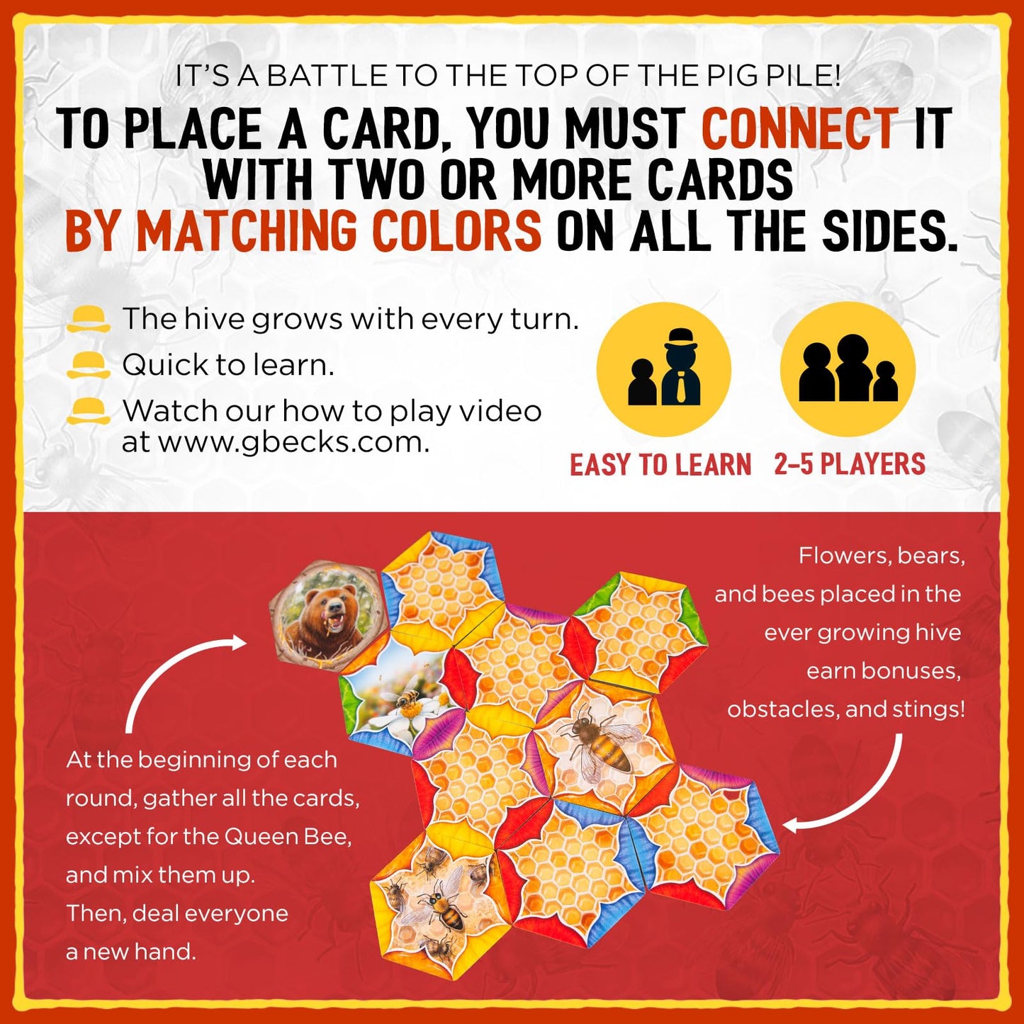 Grandpa Beck's Games The Bears and The Bees | Strategic Tile Laying Card Game for Kids, Teens, Family & Adults | from The Creators of Cover Your