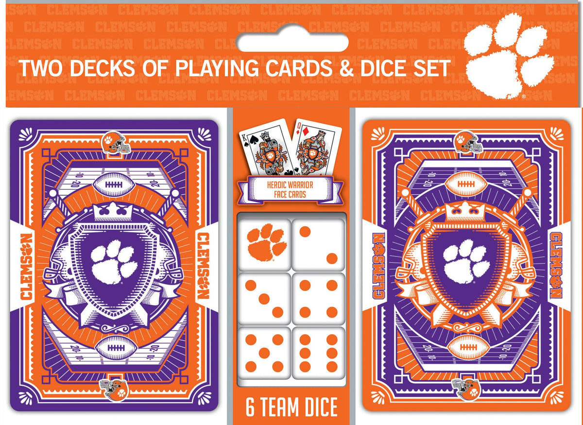 Masterpieces Officially Licensed NCAA Clemson Tigers 2-Pack Playing cards & Dice set for Adults