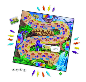 Learning Resources Dino Math Tracks Game - Math Manipulatives, Montessori Board Game, Addition and Subtraction, Counting Literacy Toys, STEM for Kids