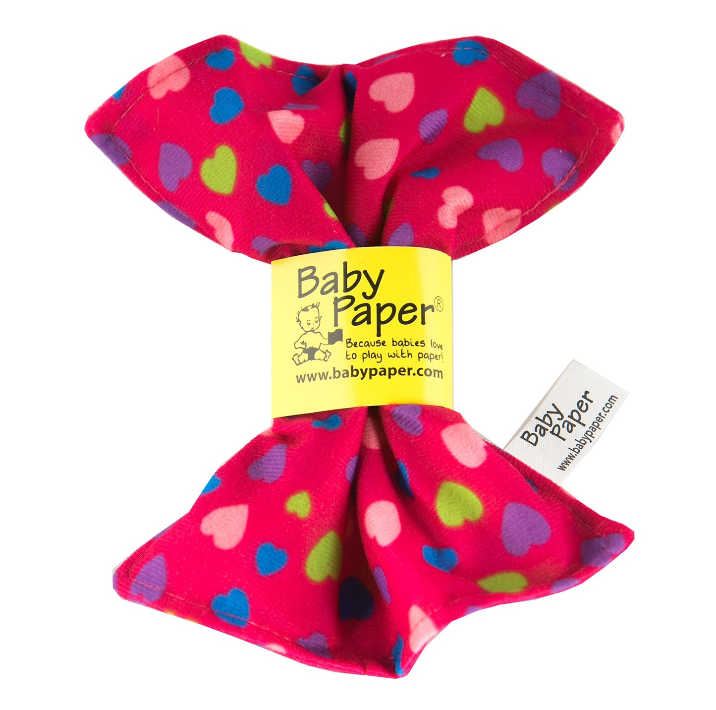 Original Baby Paper - Crinkle Teether and Sensory Toy for Babies and Infants | Pink Hearts | Non-Toxic, Washable | Great for Baby Showers