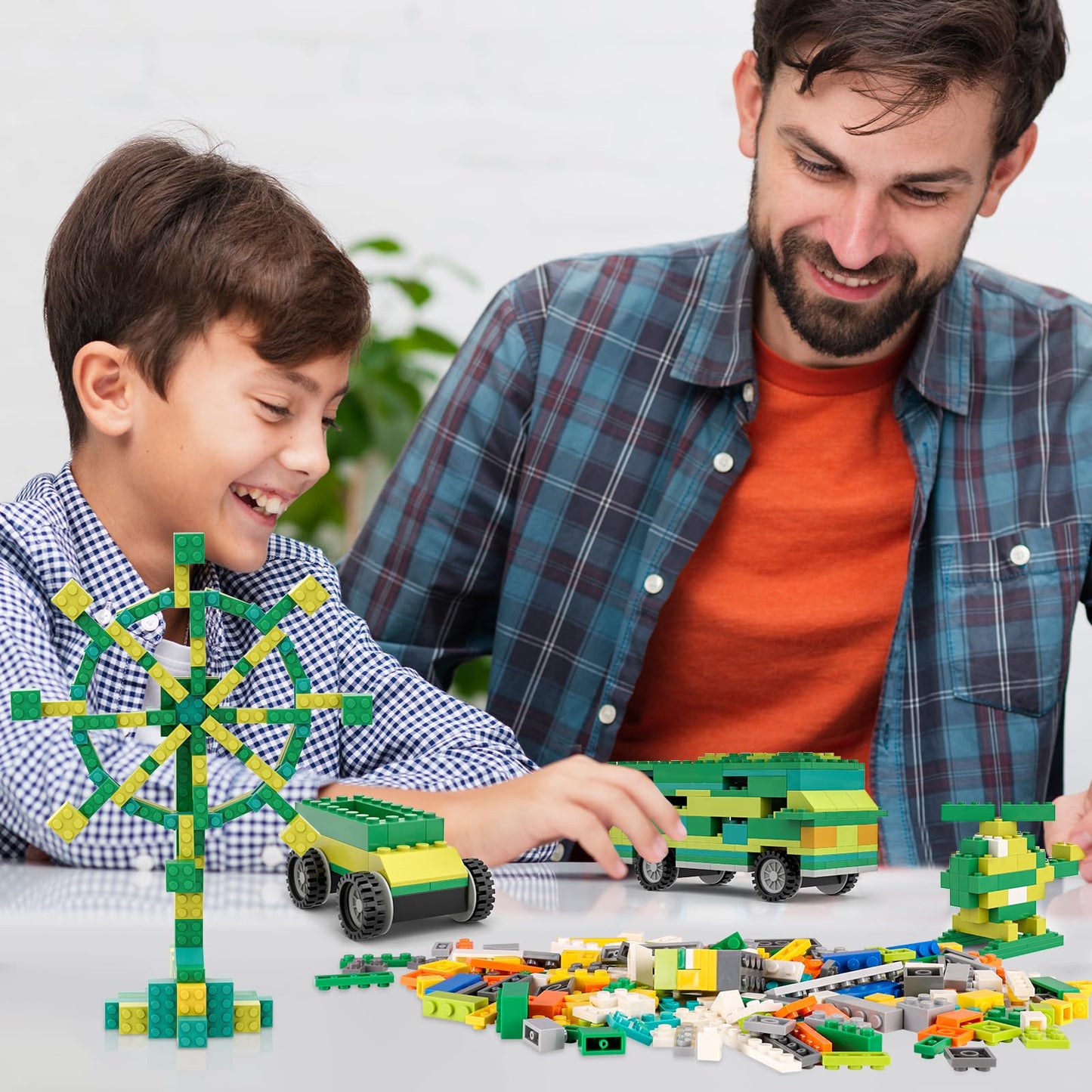 ekuzi 1200 Creative Building Blocks Set Compatible with Major Brands Classic, Includes Dual-Sided and Single-Sided Baseplates, Variety of Accessories