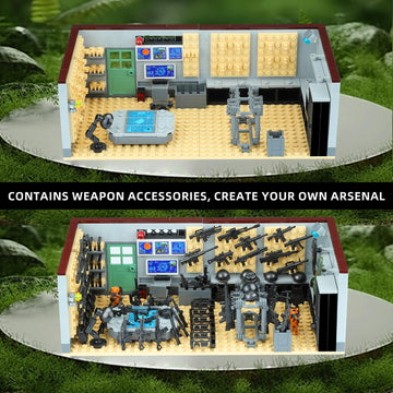 Army Military Base Building Blocks Set Toy, with 6 Police Figures and Swat TeamWeapons Pack,Compatible with Lego Armory Battle Brick,Suitable