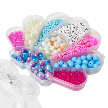 LUV HER Beading Kits - Necklace Making Kit & DIY Friendship Bracelet Kit for Girls - Includes 60x 6mm Verbiage, 8mm Pearl Beads & More - Jewelry
