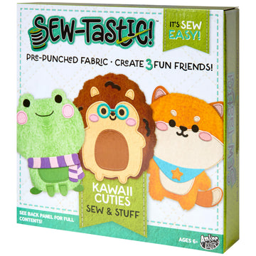 Anker Play 450633/DOM Sew-Tastic Kawaii Cuties Animal Sewing Kit for Kids, Sizes Vary, 42 Pieces, Multicolor