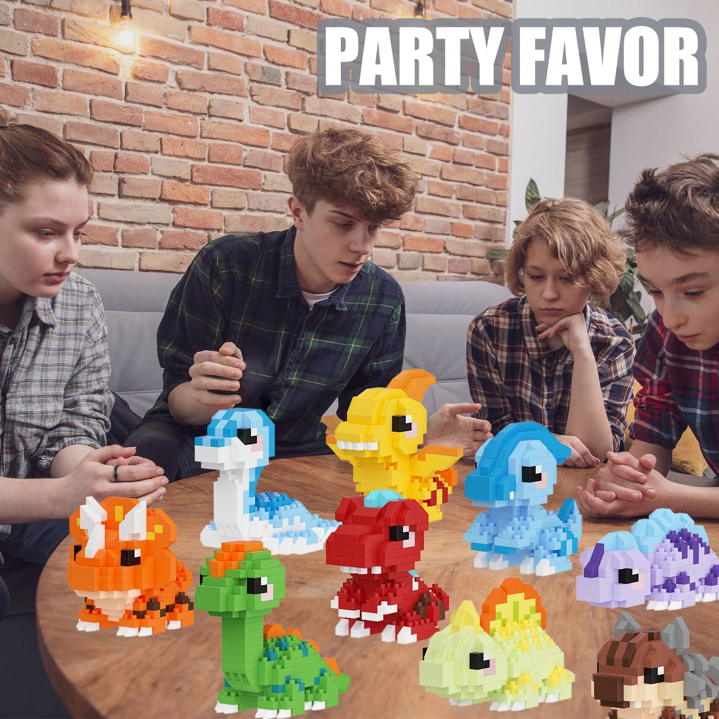 TENYEAH 9 Packs Mini Building Set Dinosaur Toys for Adult, Cut Dionsaur Building Blocks Party Favors Toys, Assemble Game Home Decor Creative Birthday