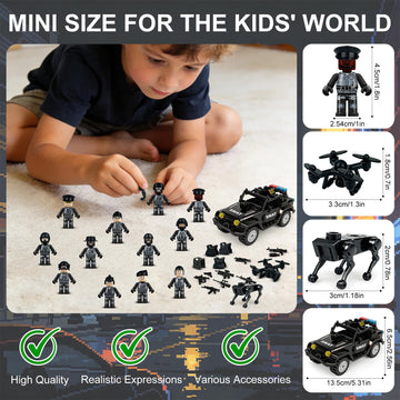 Military Minifigures Set, Mini Figures Toy, MINIFIG People Pack, Army Action Figures Building Blocks with SUV, Robotic Dogs, Kids Gift for Christmas
