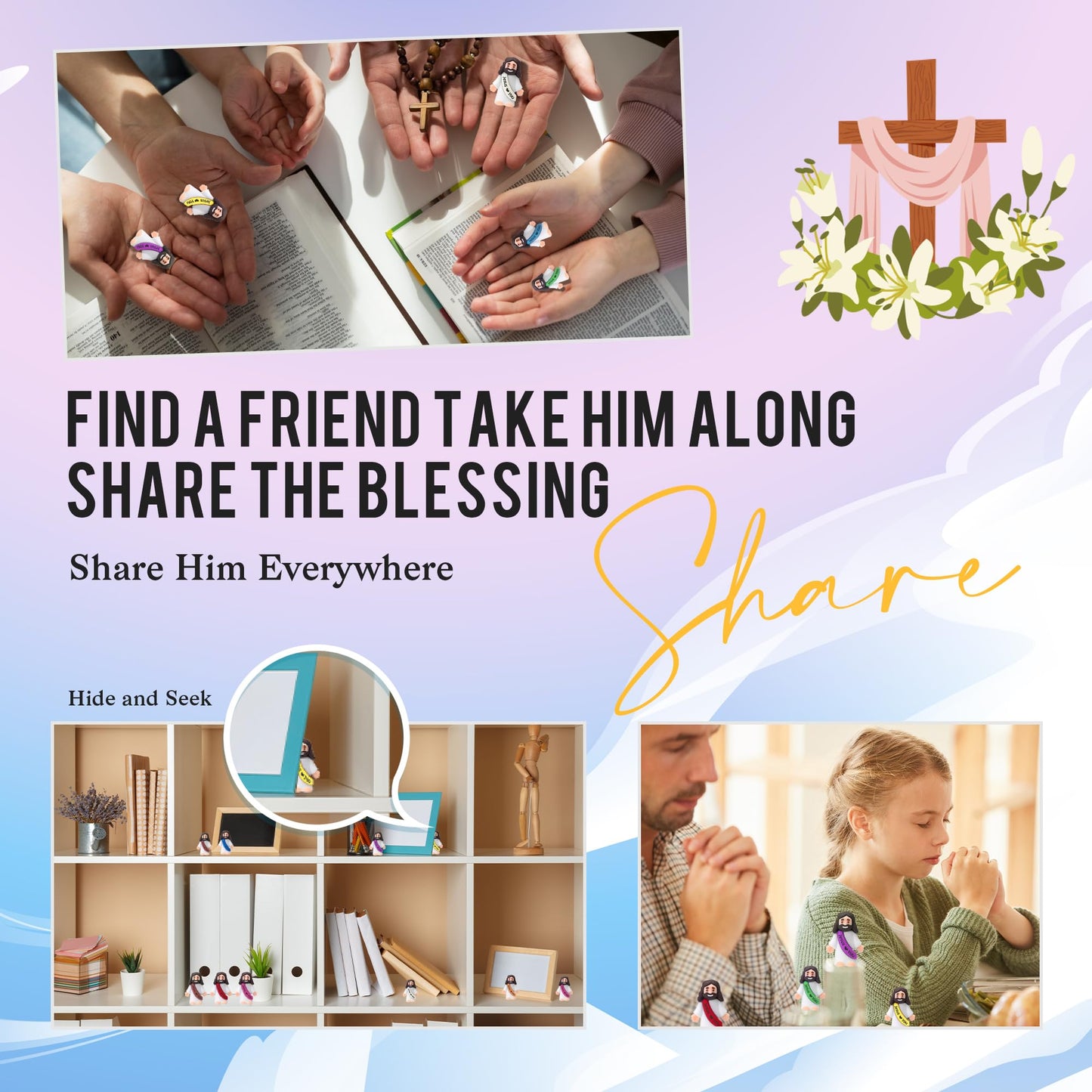 120Pcs Little Jesus Figures, 120pcs Action Figures Little Jesus Figurines in Bulk, Jesus Love You Figures, Religious Gifts for Christians Women Mom