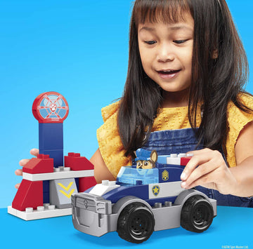 MEGA BLOKS PAW Patrol Toddler Building Blocks Toy Car, Chase's City Police Cruiser with 31 Pieces, 1 Figure, Gift Ideas for Kids Age 3+ Years