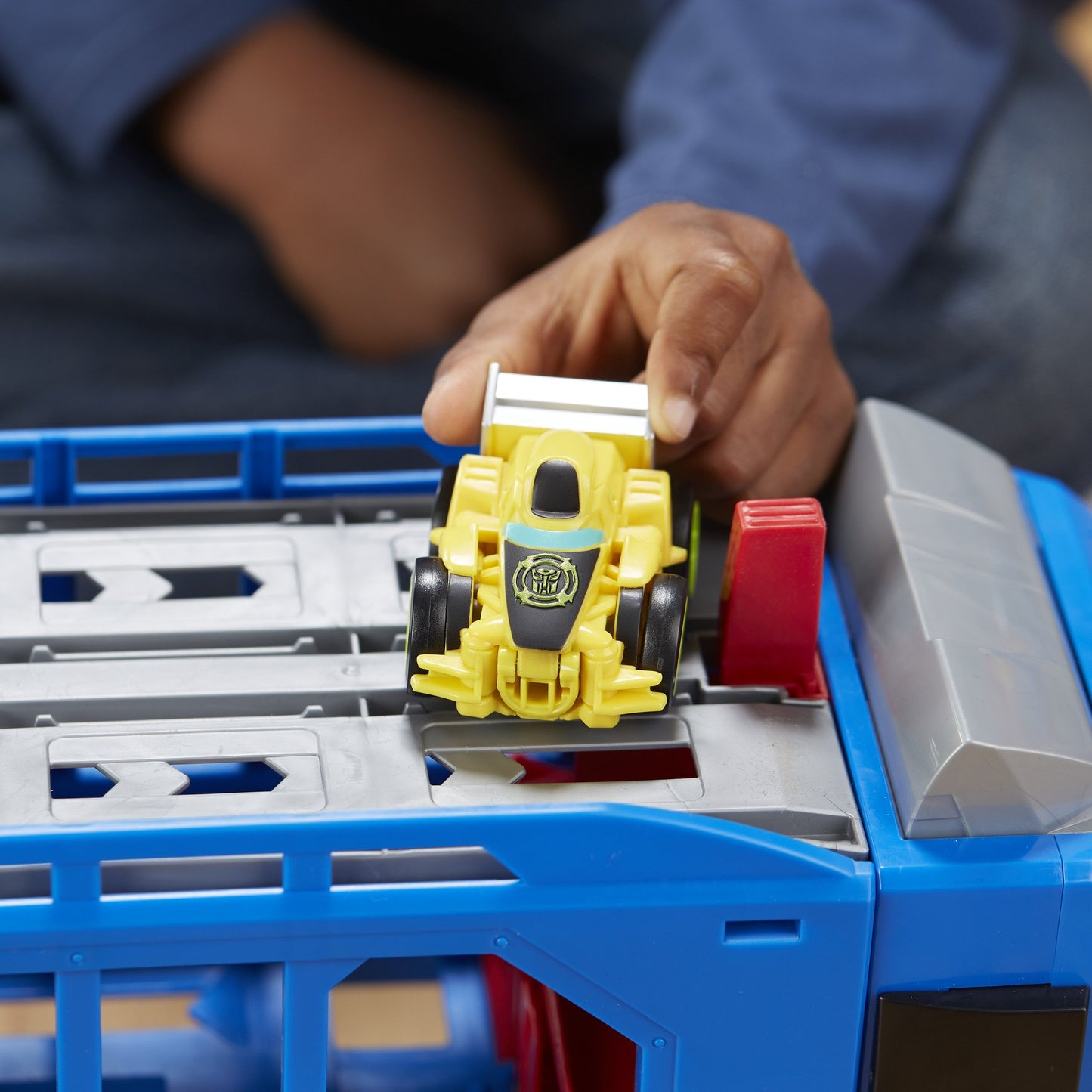 Playskool Heroes Transformers Rescue Bots Flip Racers Optimus Prime Race Track Trailer