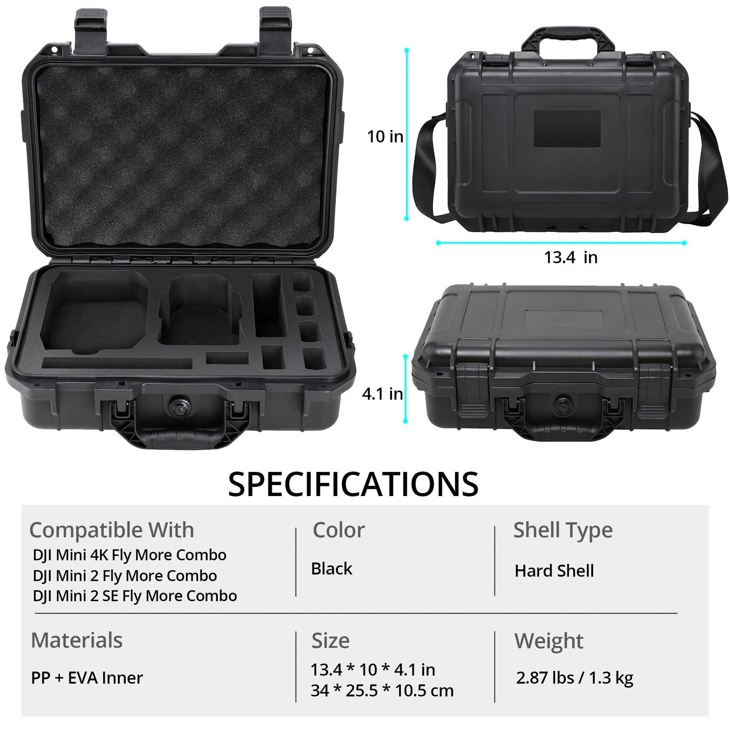PONYRC Mini 4K Case, IP67 Waterproof Hard Travel Carrying Case for DJI Mini 4K/ 2/2 SE Fly More Combo Drone & Accessories