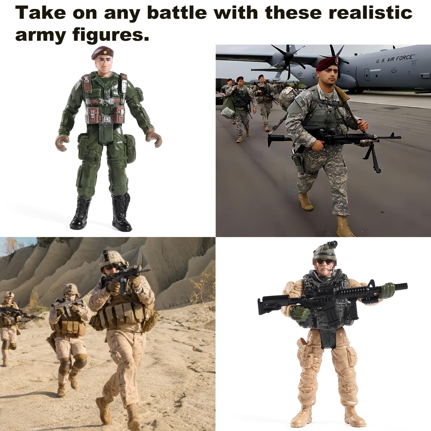 Mr.River US Army Men and SWAT Team Toy Soldiers Action Figures with Military Weapons Accessories for Kids Boys Girls,12Pcs
