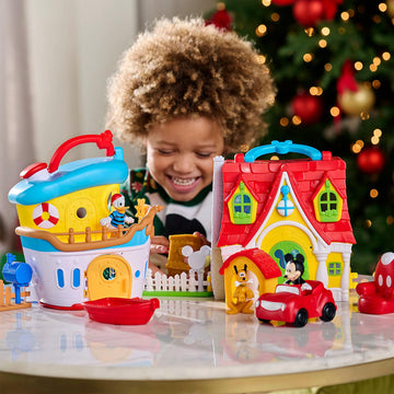 Disney Store Official Mickey Mouse & Donald Duck Playhouse Play Set - Interactive Playhouse Junior Donald Duck Toys - Poseable Figures