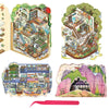 Flip-Type Design Scene Sticker, Secret Base Theme Double-Layer House & Room Isometric Miniature Creative Play Kits with Background Card & Tweezer