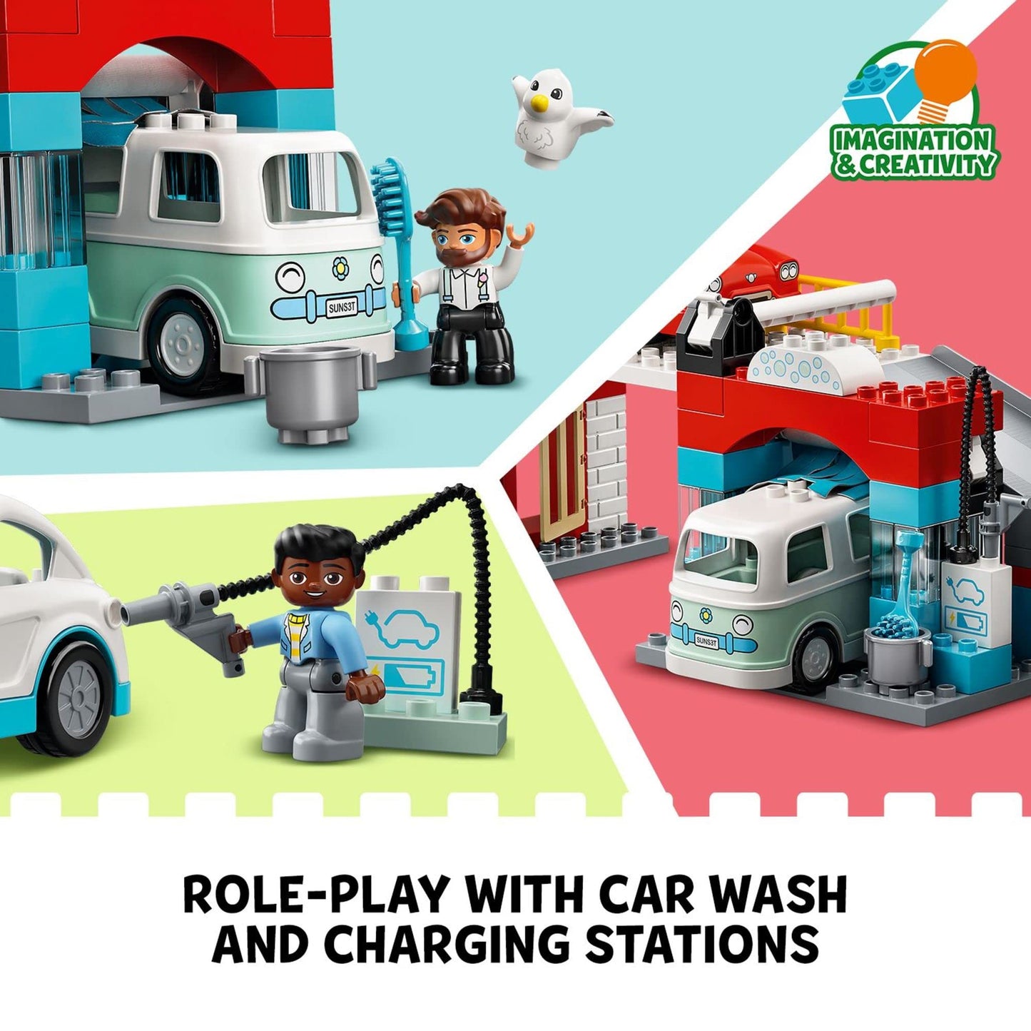 LEGO DUPLO Parking Garage and Car Wash Set 10948, Learning Toy for Toddlers with Garage, Gas Station & Toy Cars, Gifts for 2 Plus Year Old Boys &