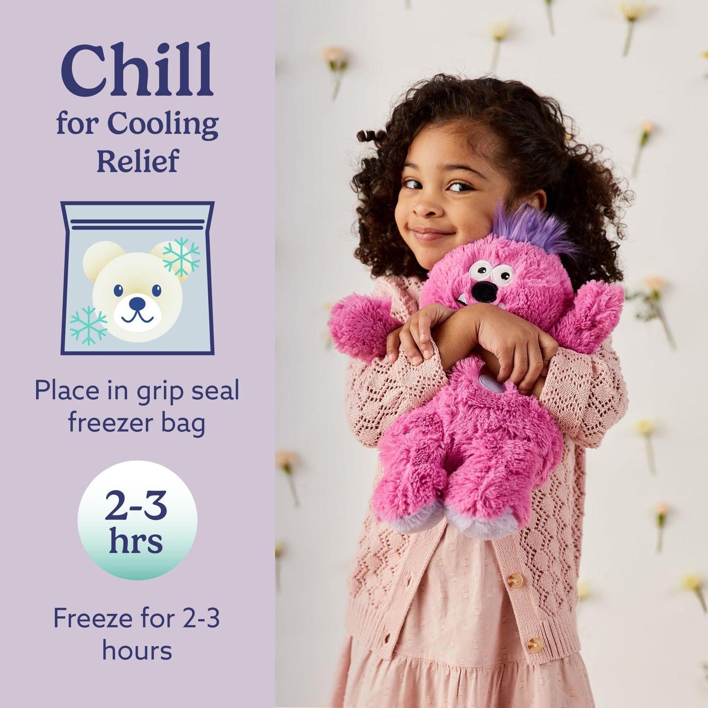 warmies Microwavable & Weighted Stuffed Animals, Pink Monster - Heated Stuffed Animal Plushie for Warmth & Comfort - Cute Soft Plush Toys for Adults