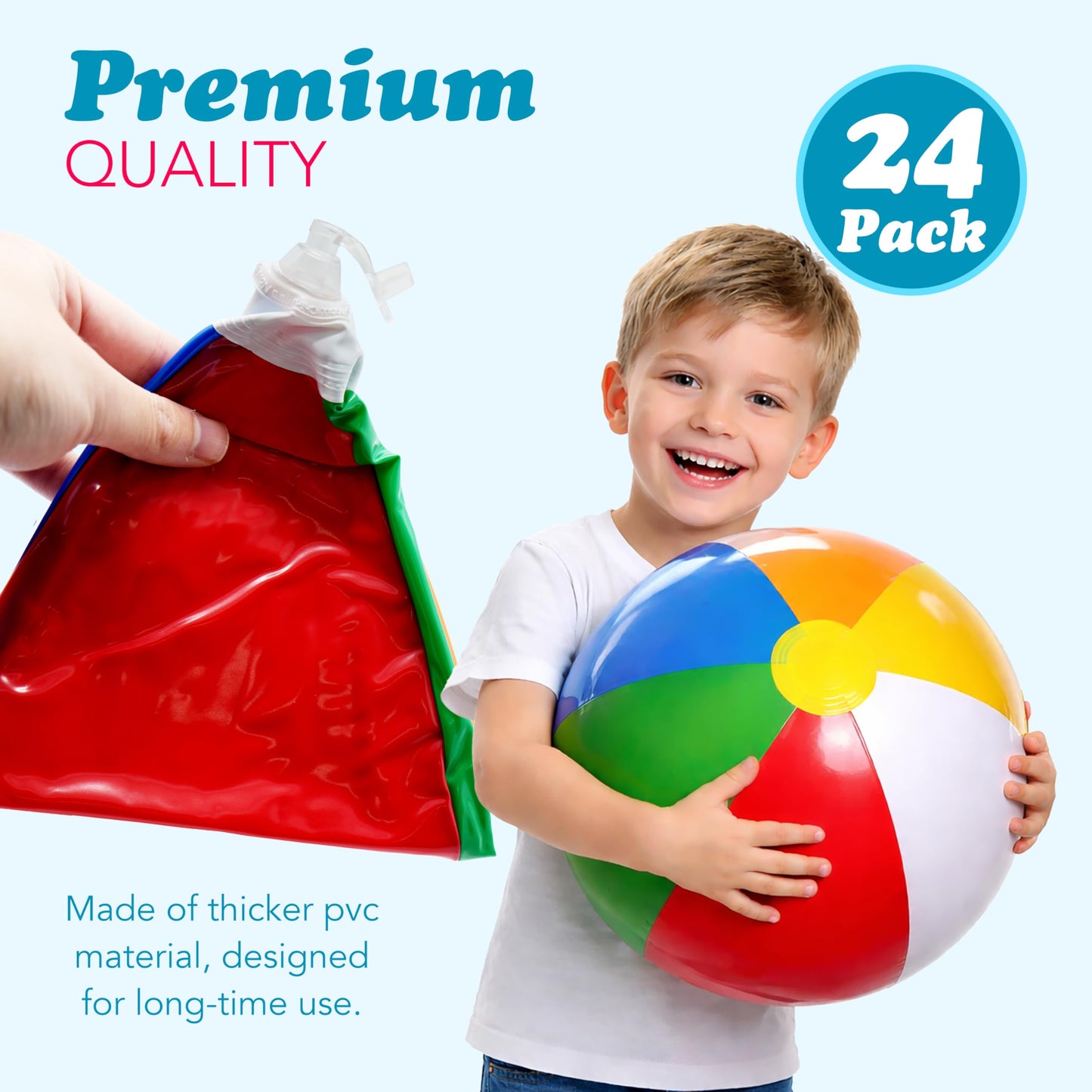 4E's Novelty 24 Pack -16 Inch Inflatable Beach Balls Bulk 24 - Birthday Pool Party Favors for Kids, Summer Goodie Bags Easter Basket Stuffers Toys