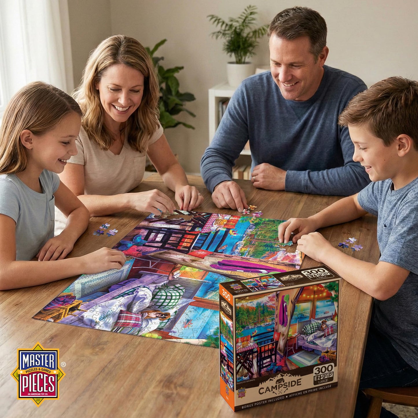 MasterPieces 300 Piece EZ Grip Jigsaw Puzzle - Glamping Style - 18"x24" - Jigsaw Puzzle with Vibrant Artwork and Durable Pieces - Fun Family Activity
