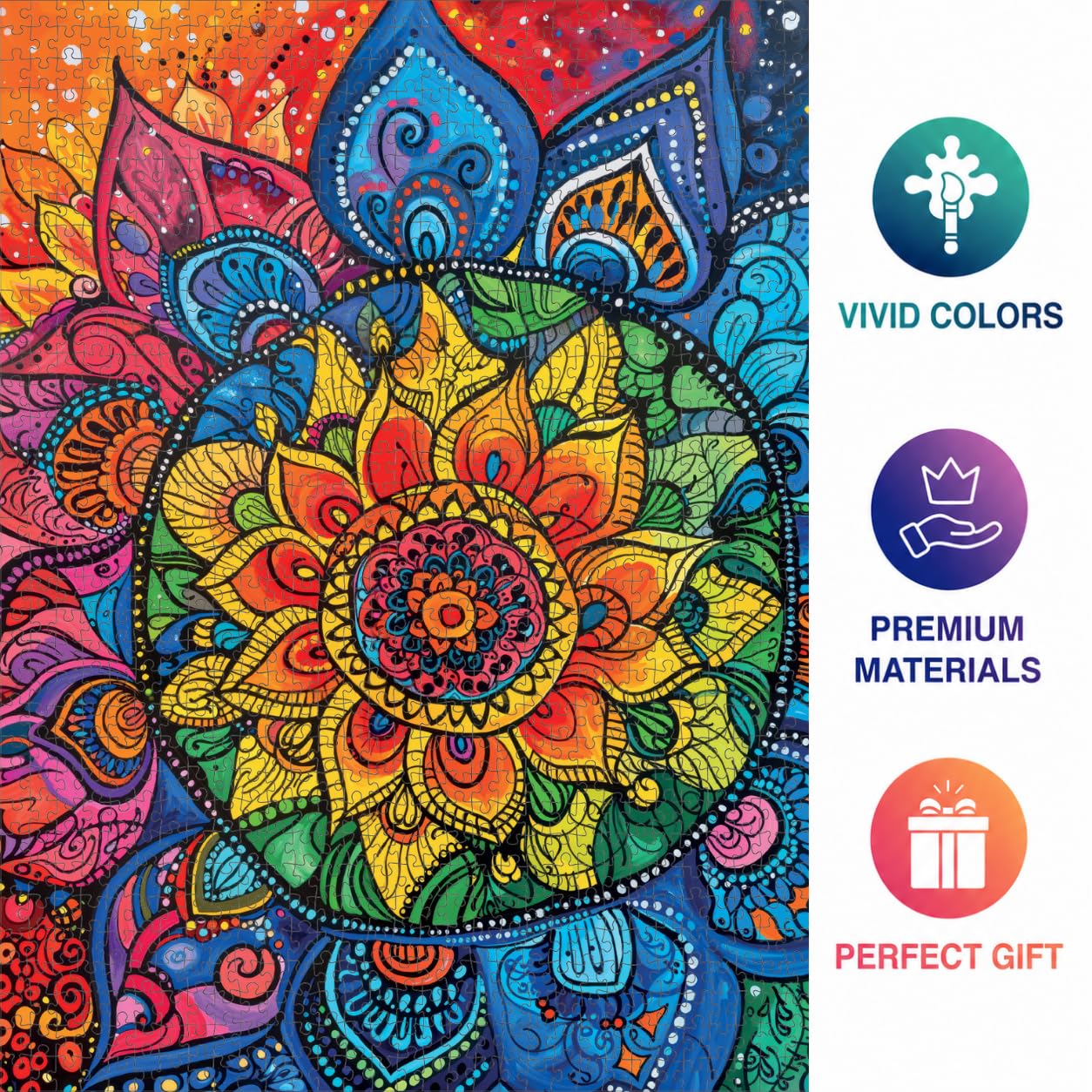 Cross & Glory | Jigsaw Puzzles for Adults | Rainbow Mandala Mirage