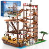 Mould King 11013 Roller Coaster & Pirate Ship Building Set, 2174-Piece Amusement Park Model with Motorized Loop Coaster, Double Helix Roller Coaster