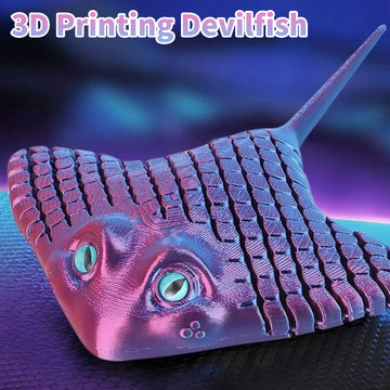 YOUNEEDFUL 3D Printing Devilfish Cute Devilfish,3D Printed Toys,Desktop pet Toy Gifts and Home Decorations (Laser Purple)