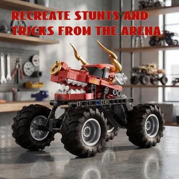 Technic Building Monster Cow Truck Toy, 2 in1 Pull Back Car for Off Road Stunts, DIY Building Cars Toy,Racing Action Toys for Boys and Girls 6+ Years