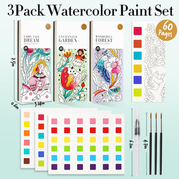 JCREN Watercolor Painting Books, Pocket Watercolor Painting Coloring Kit, Paint with Water Bookmarks Travel Activity Party Favors for Kids Toddlers